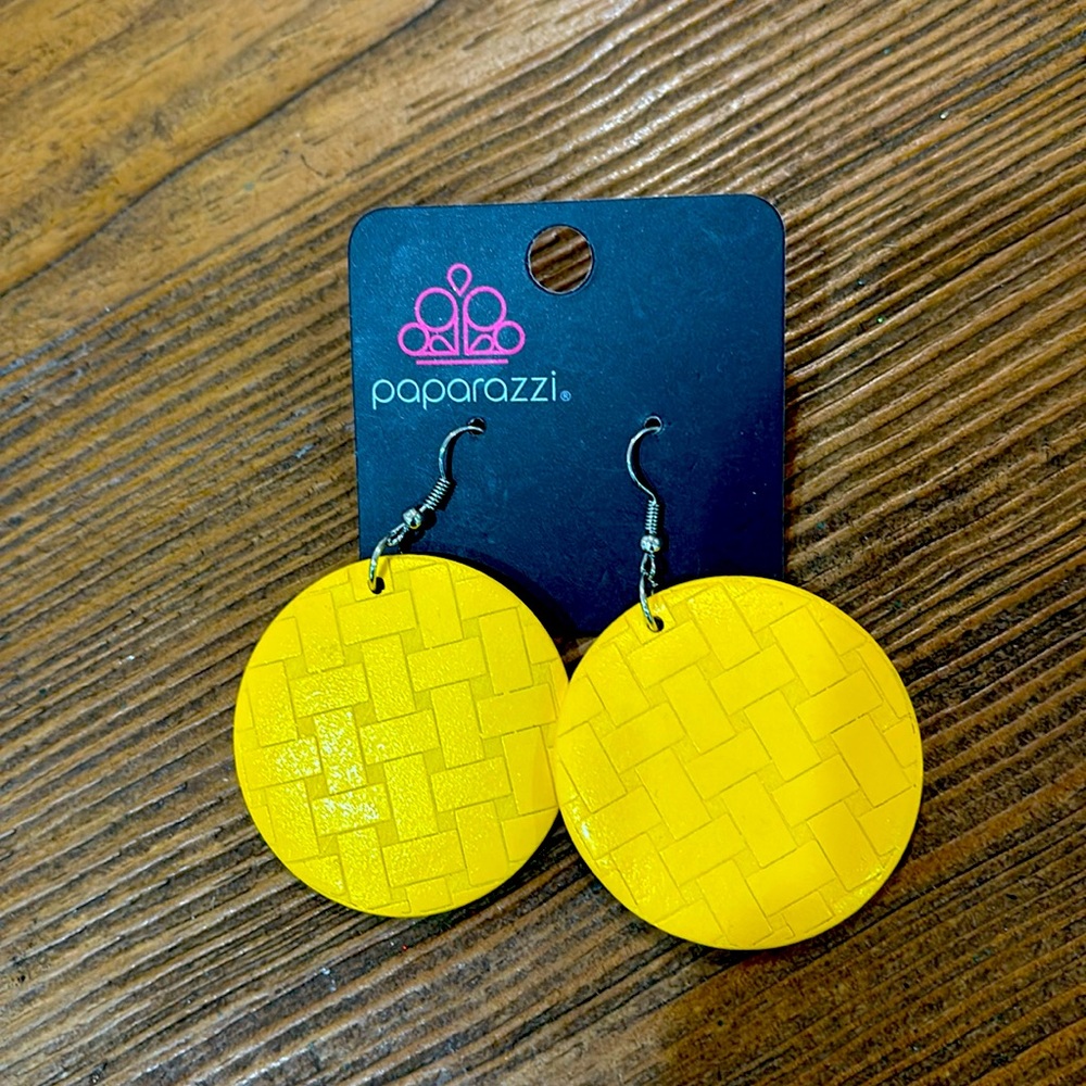 Yellow basket weave earrings